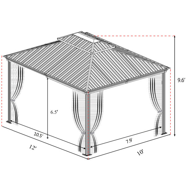 Bay Isle Home Dahlin Hardtop 12 Ft. W x 10 Ft. D Aluminum Patio Gazebo
